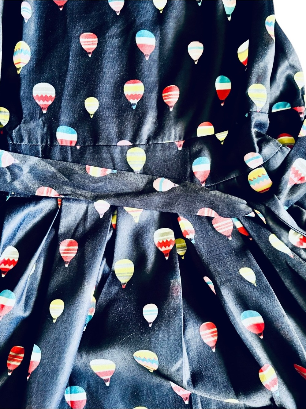 Women's L/XL Paper Plane London A Line Navy Hot Air Balloon Print Midi Dress - Picture 4 of 9